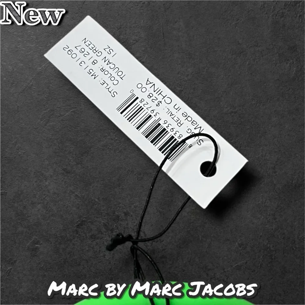 New NWT Marc by Marc Jacobs Toucan Green Rubber Bracelet with Gold Logo Charm